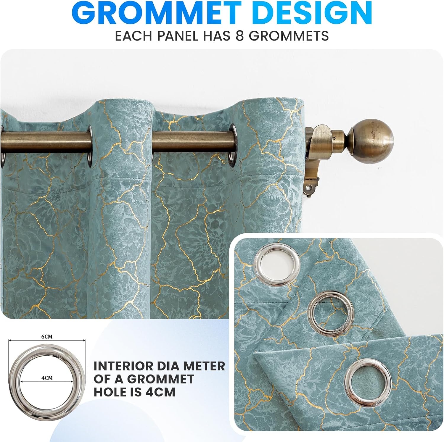 Thumbnail 5 de Ystyle Rideau Occultant Velours Lot de 2 – 140x260 cm, gris vert, élégance et isolation