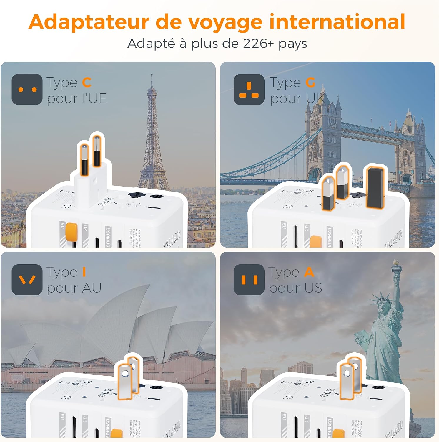 Thumbnail 3 de TESSAN Adaptateur Prise Universelle 35W 🌍