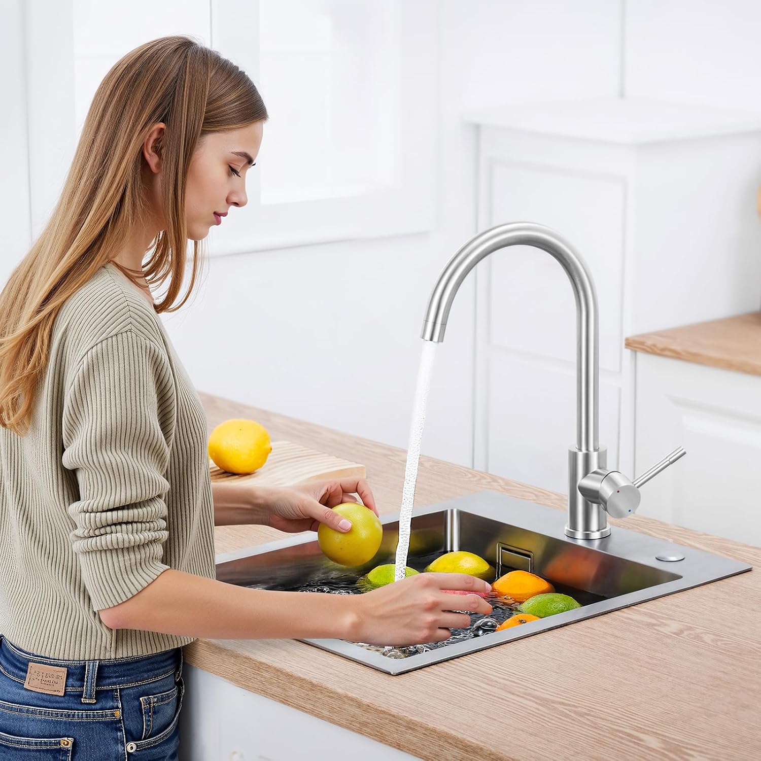 Detalle 2 de CECIPA Rubinetto lavello cucina girevole 360° in acciaio inox 🚰