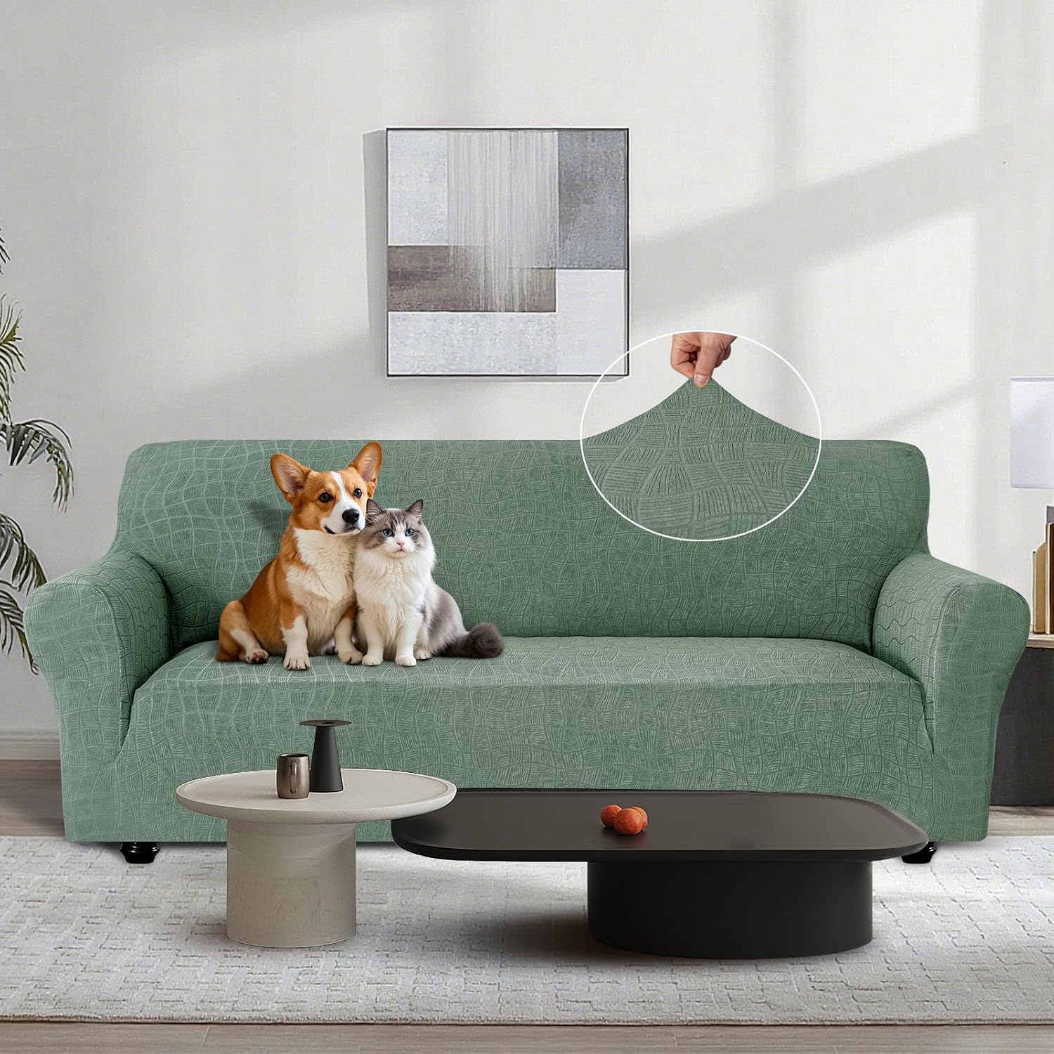 Detalle 2 de Housse de Canapé Imperméable 2 Places avec Accoudoirs – Ystyle, Vert Clair