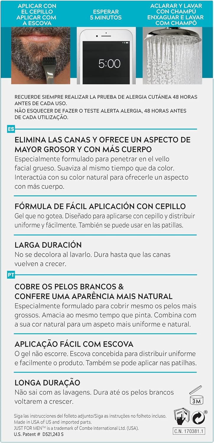Detalle de Just For Men M45 Tinte para barba y bigote, color moreno