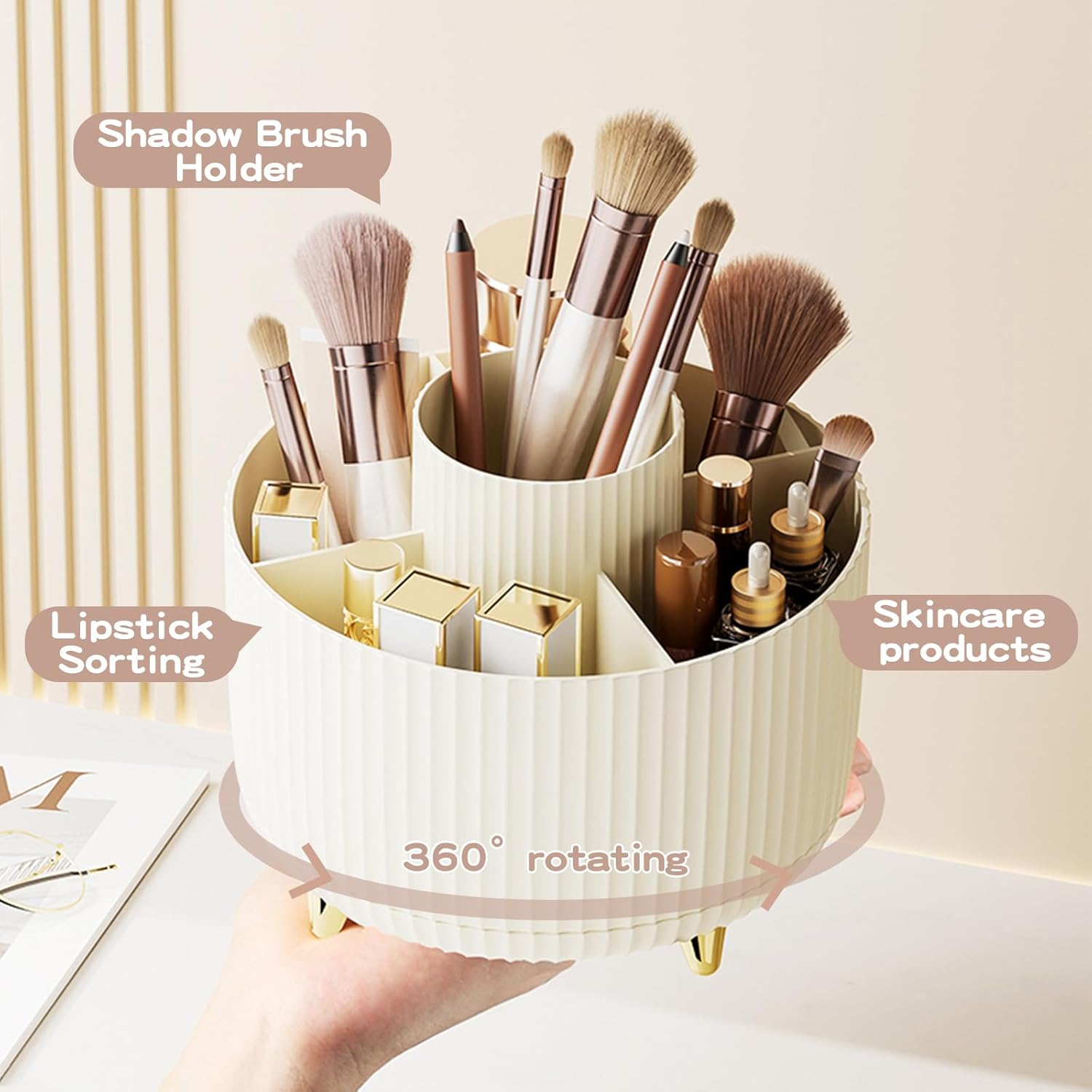 Detalle de fanado 360° Rotating Makeup Organiser – Ivory