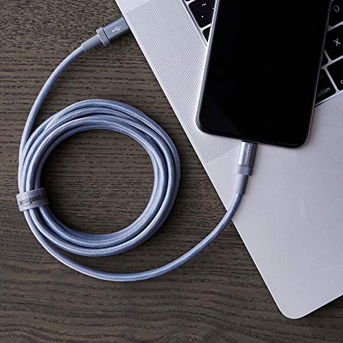 Detalle de Amazon Basics Cavo USB-C a Lightning con certificazione MFi, 1.8 m, nylon intrecciato, grigio scuro