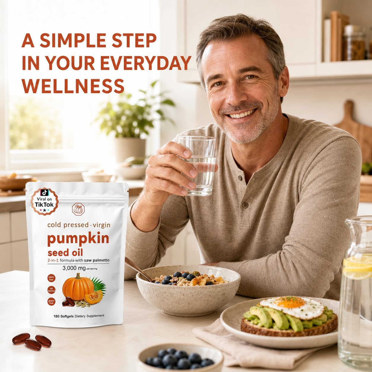 Thumbnail 6 de Generic Pumpkin Seed Oil Softgels with Saw Palmetto, 3,000 mg, 180 Count