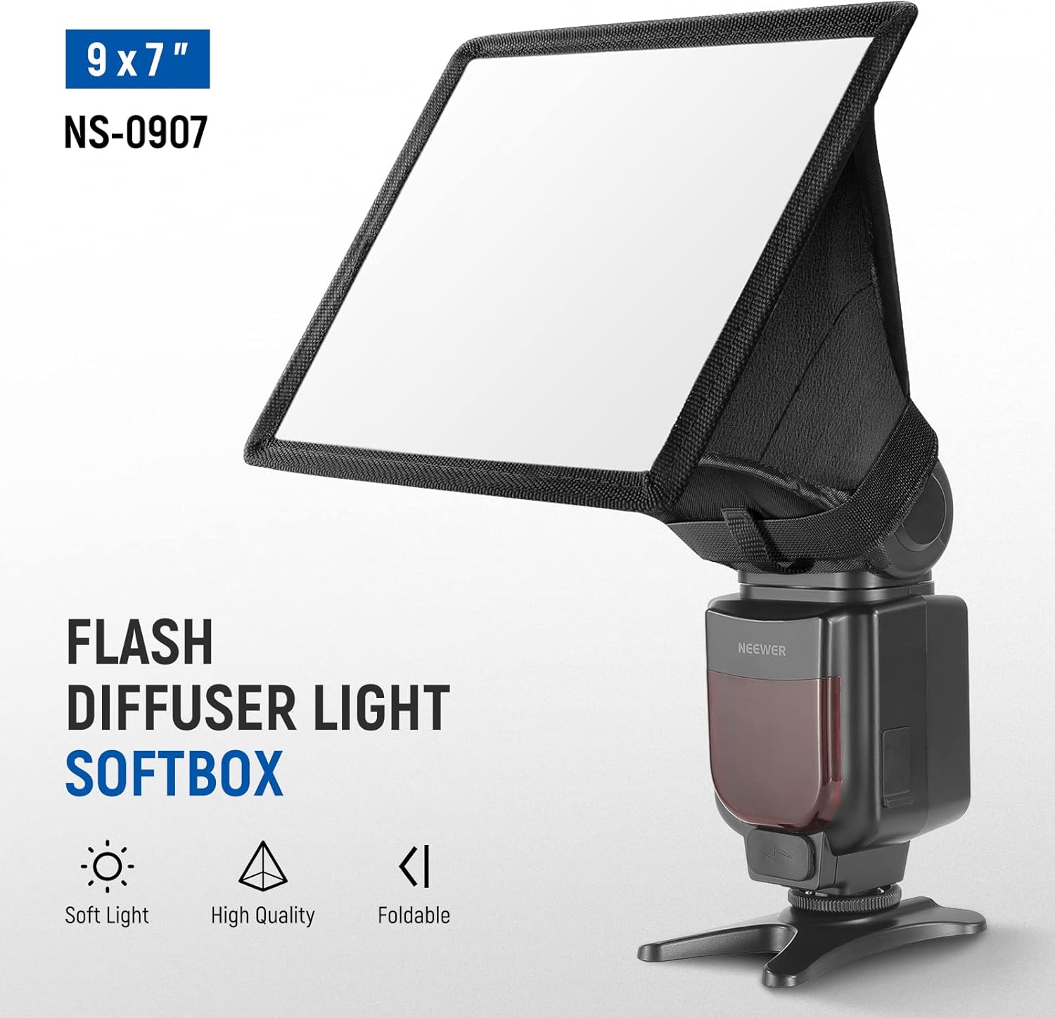 Thumbnail 1 de NEEWER Flash Diffuser Light Softbox 9" x 7" universale pieghevole per speedlight (con custodia)