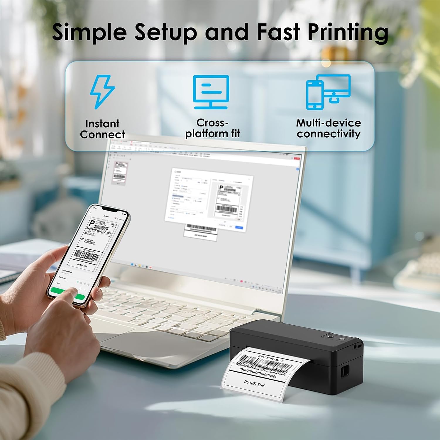 Thumbnail 3 de KNAON Label Printer Bluetooth Y41BT: Compact, versatile 4x6 shipping label printer for small business sellers