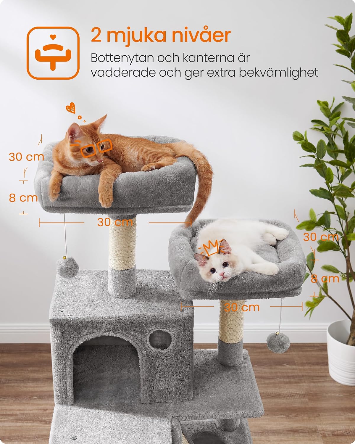 Detalle de FEANDREA CLAWFY PCT165W01 klösträd, 165 cm med sisalpelare och grottor
