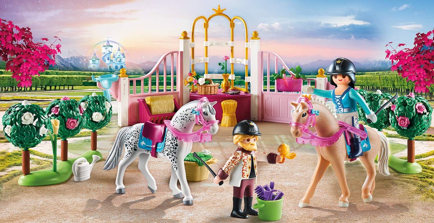 Detalle 2 de PLAYMOBIL Princess 70450 Reitunterricht im Pferdestall – Prinzessin Pina, Stall & Zubehör, ab 4 Jahren