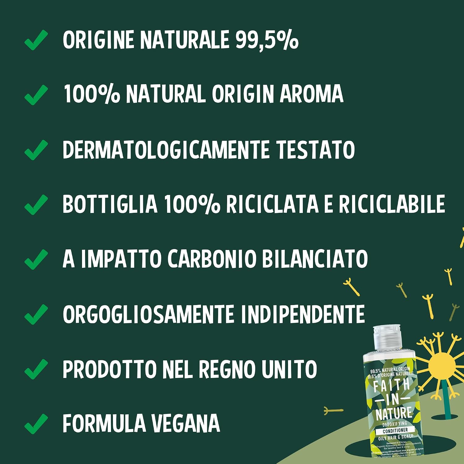 Detalle 2 de Faith In Nature Balsamo Detox Alghe Marine e Agrumi per Capelli e Cuoio Capelluto Grassi – 400ml