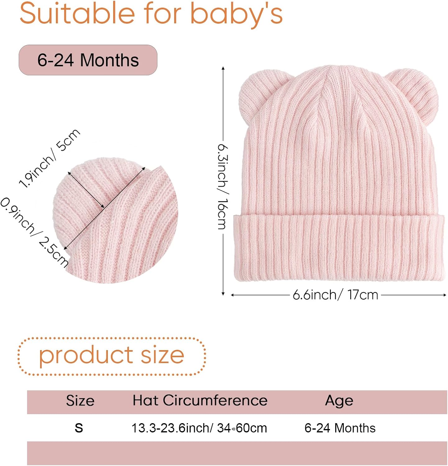 Thumbnail 4 de DRESHOW Toddler Beanie Hat with Bear Ears (Acrylic, Double-Layer) for 6–24 Months