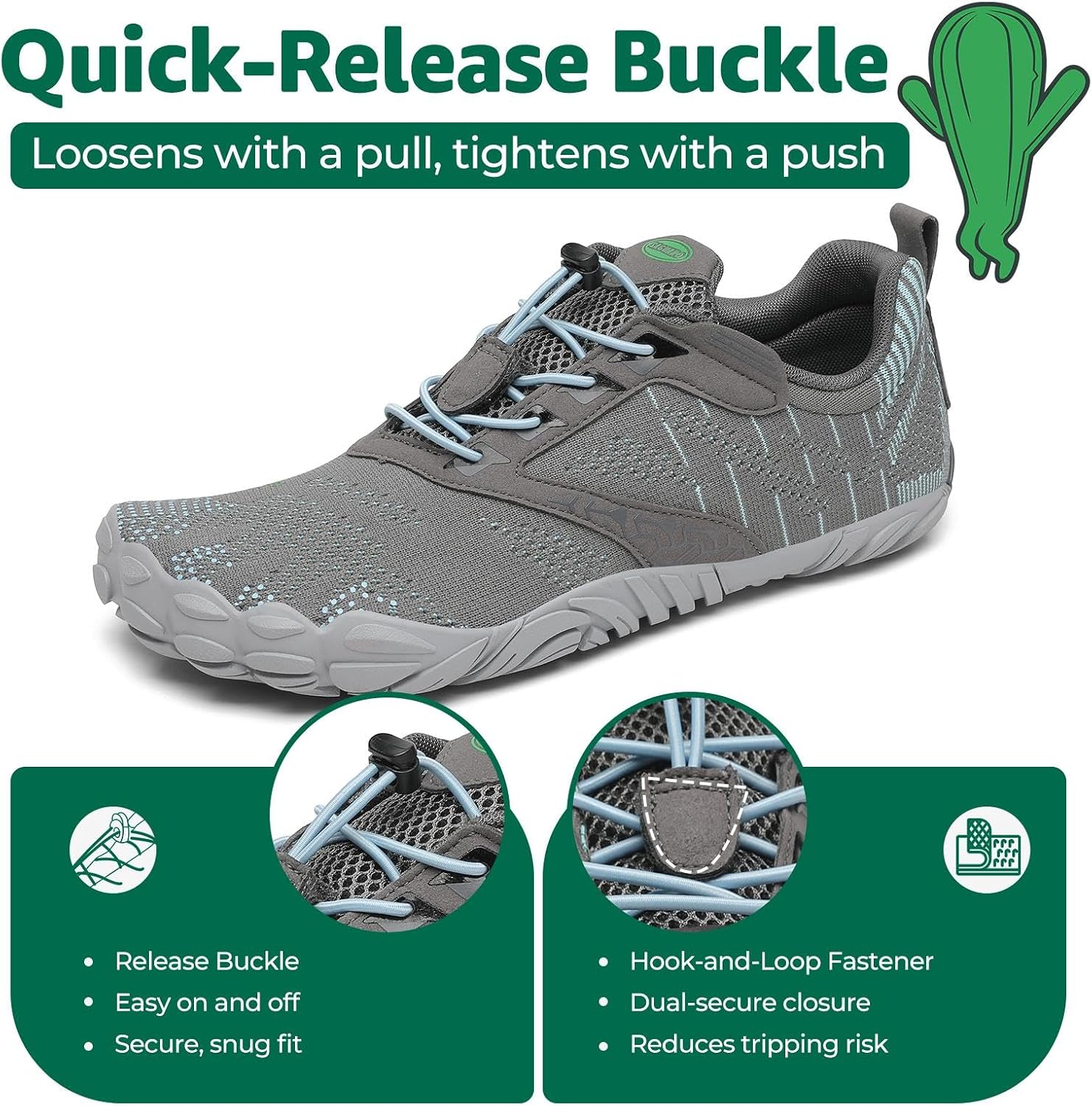 Detalle 2 de SAGUARO Scarpe da Trail Running Barefoot uomo e donna con punta ampia