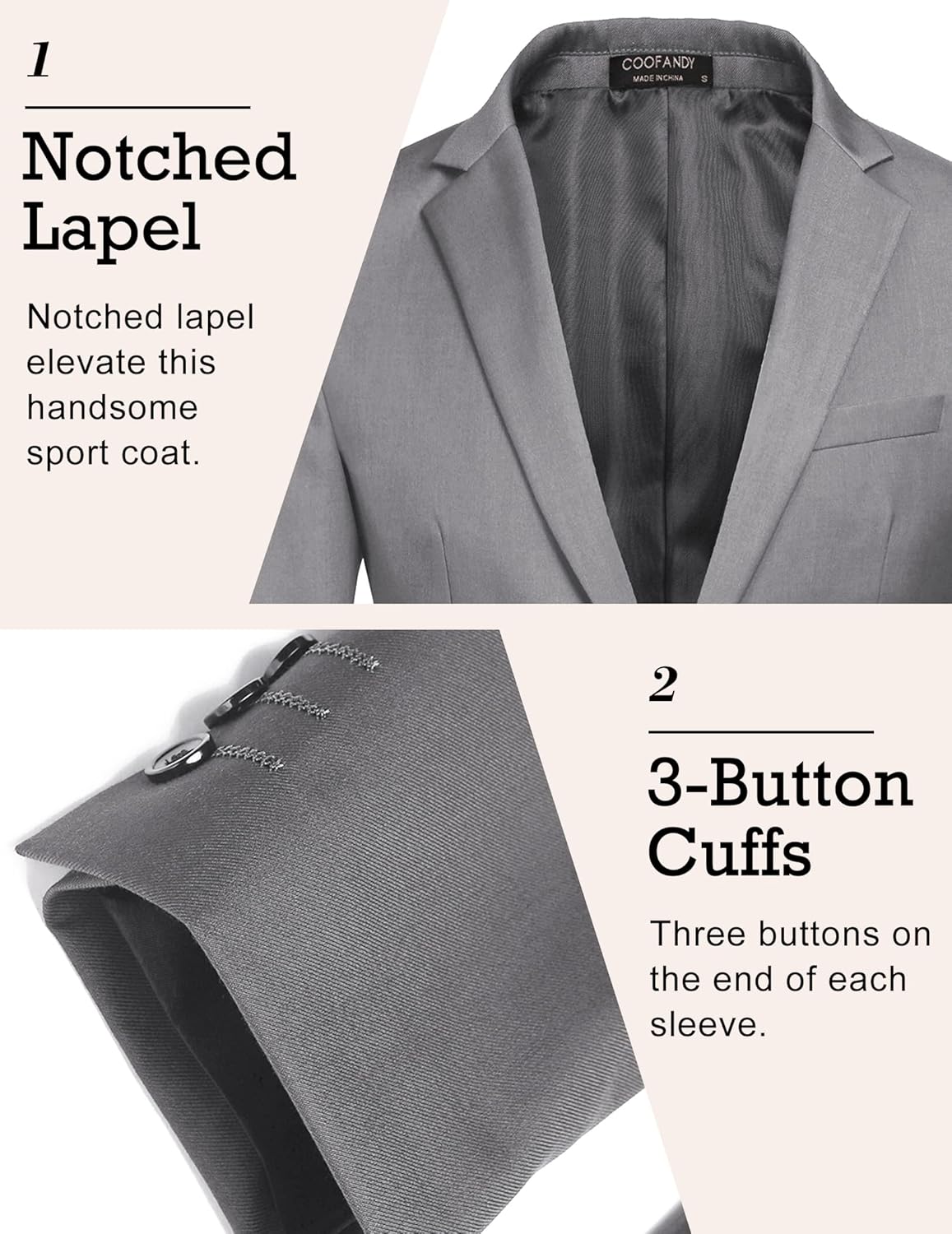 Thumbnail 3 de COOFANDY Men’s One-Button Sport Coat Casual Blazer Jacket