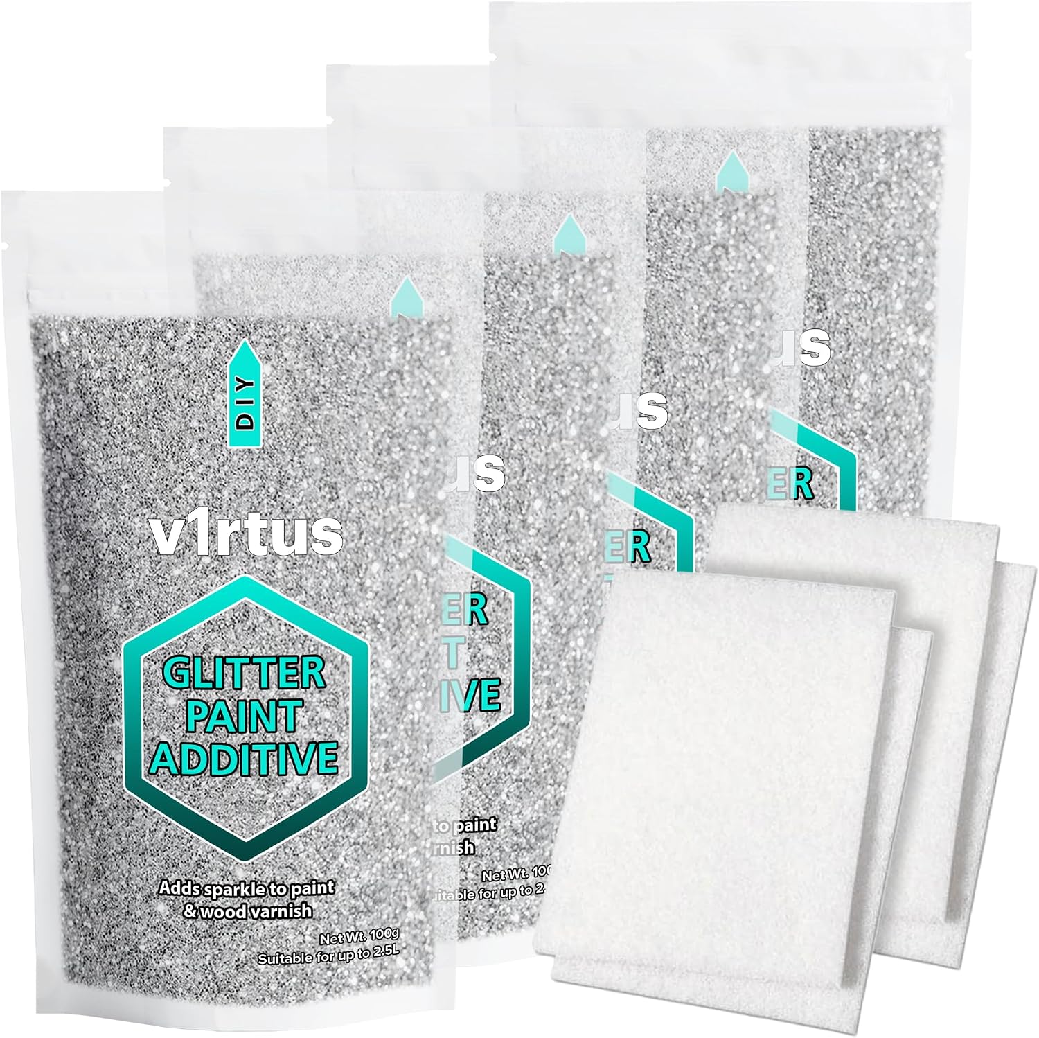 Detalle de v1rtus Silver Glitter Paint Additive 400g