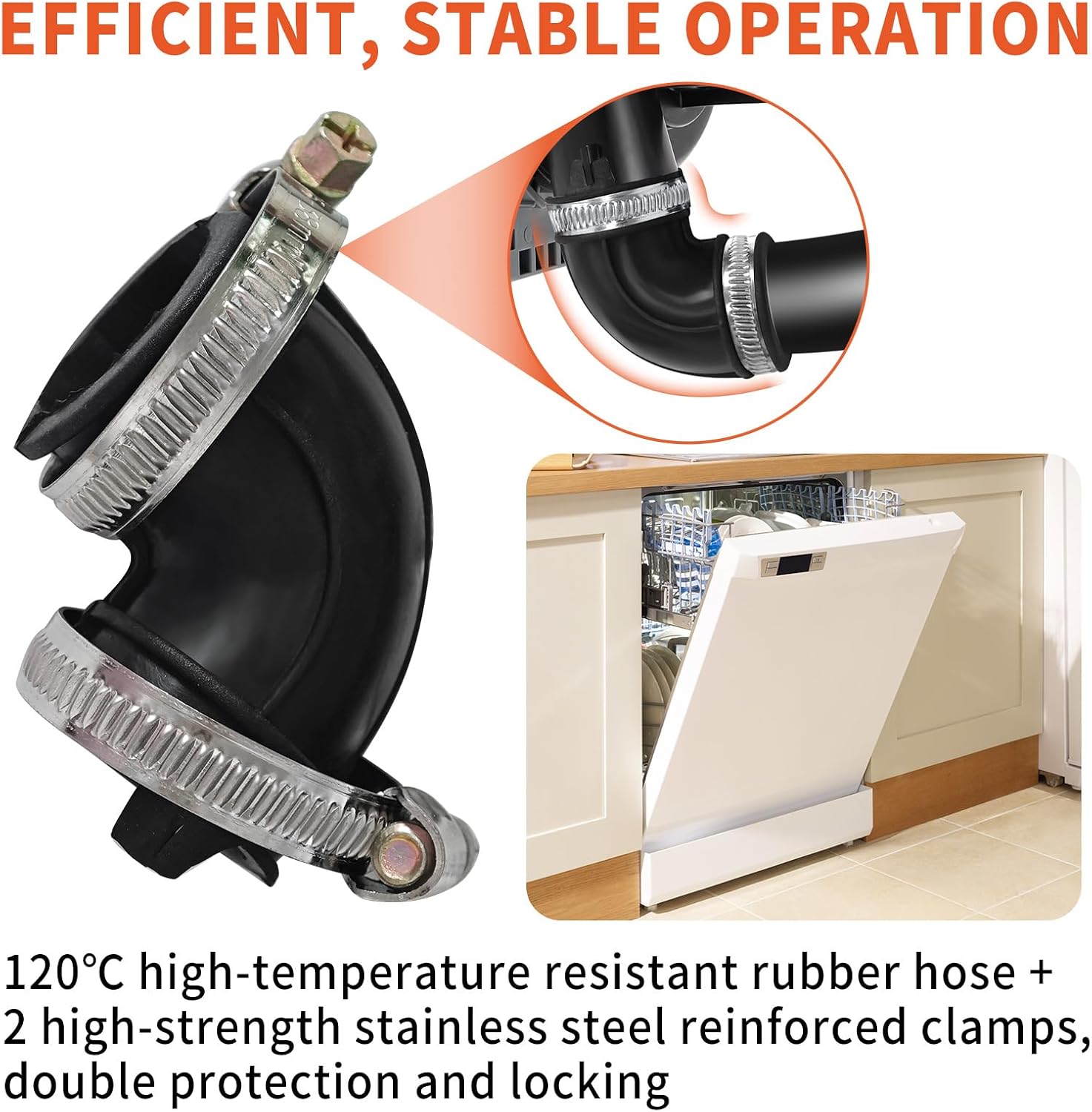 Thumbnail 2 de DZQPPC WD24X33918 Dishwasher Elbow Hose Replacement with 2 Clamps