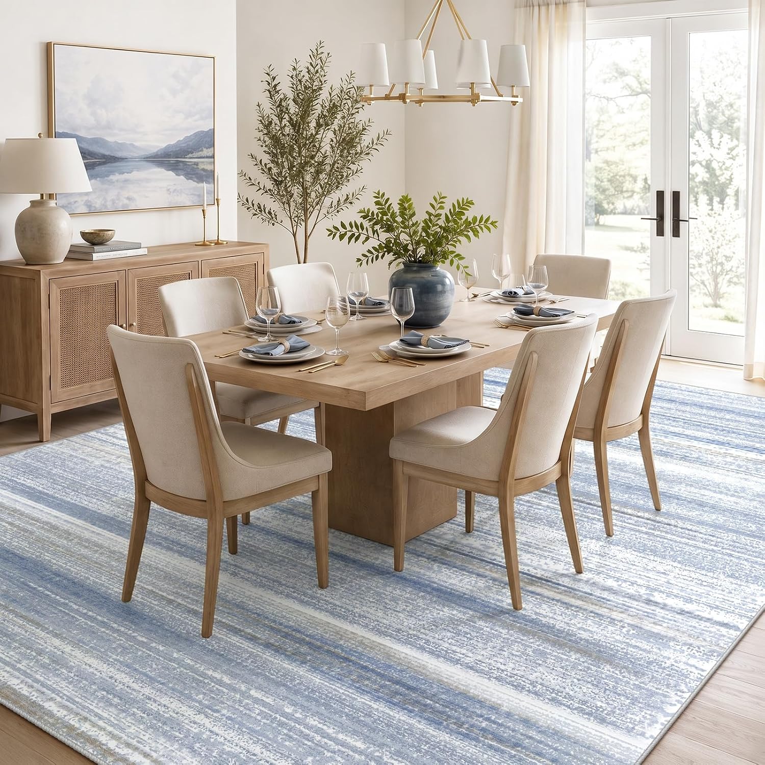 Detalle 2 de Hroza D02-105Y-HL-8x10 Washable Area Rug, Grey Blue Low Pile