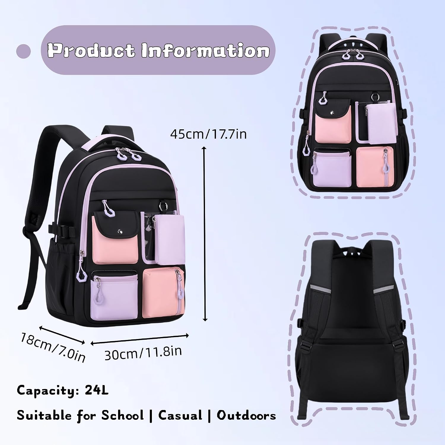 Detalle de Bansusu girls backpack 24 L