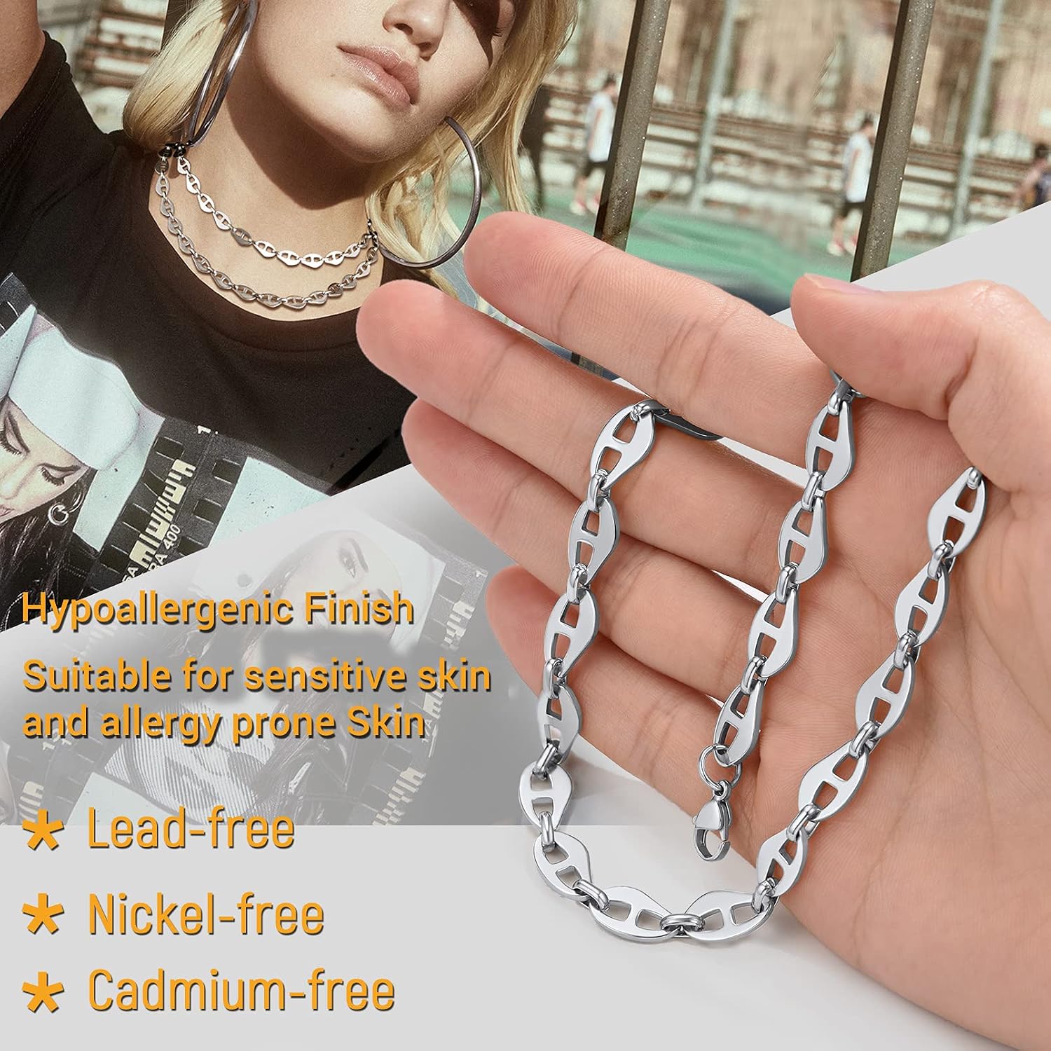 Thumbnail 4 de PROSTEEL Chaîne Collier Courte Femme Acier Inoxydable Plaqué Or