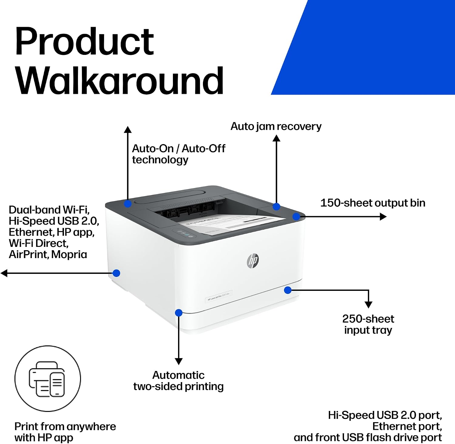 Detalle de HP Black-and-White Laser Printer 3001dw