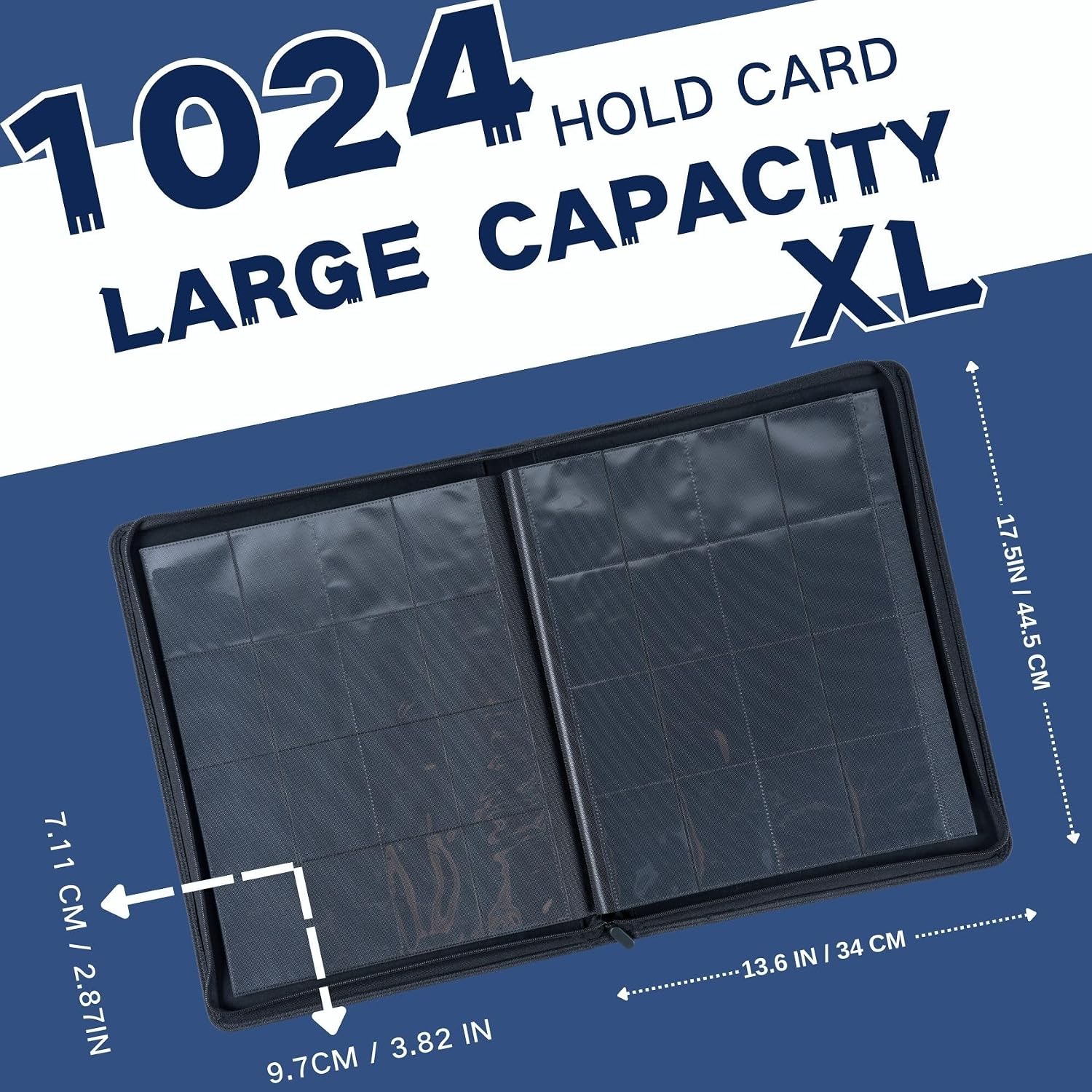 Detalle de KUOOKING K-16-1024 16-Pocket Trading Card Binder, Blue, Zippered