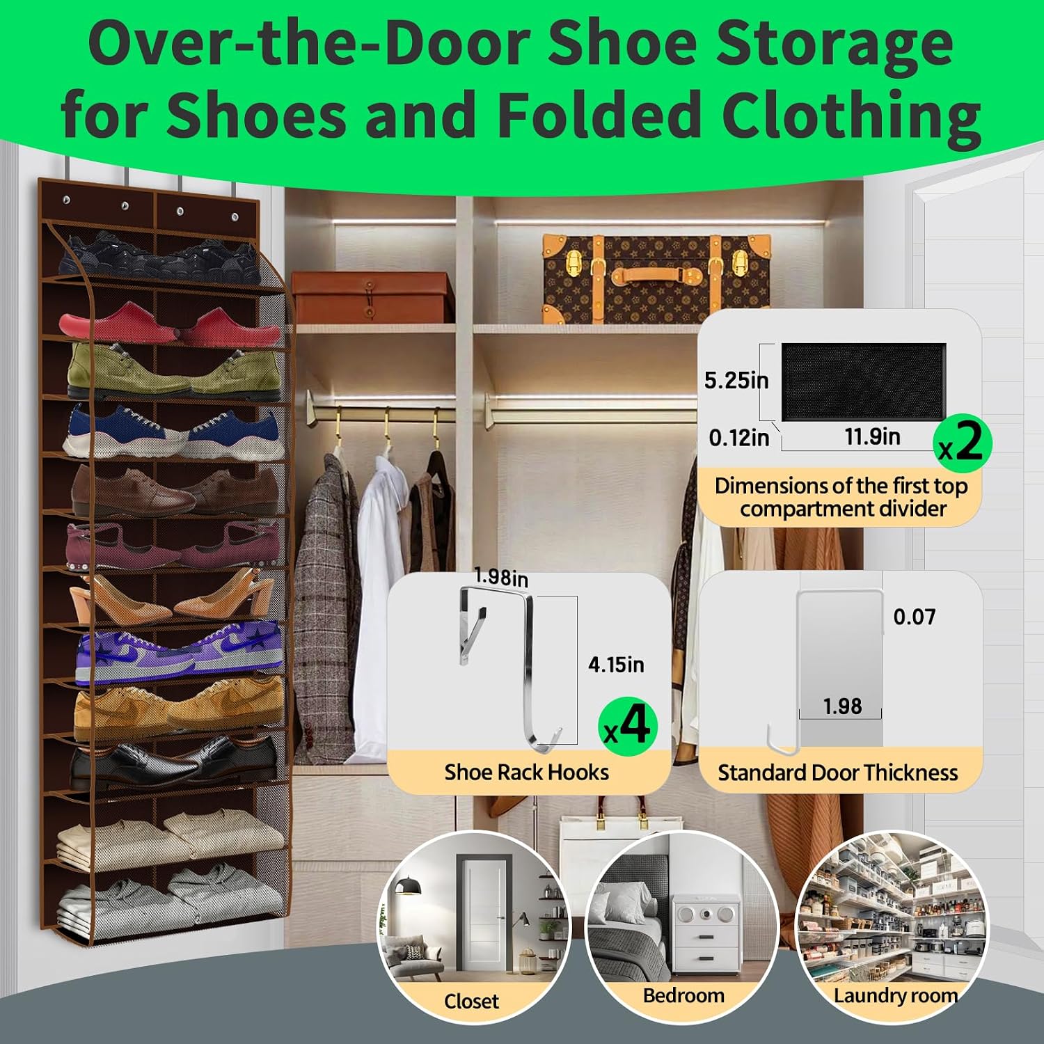 Detalle 2 de PAULONE Over-the-Door Shoe Organizer, 12-Pocket