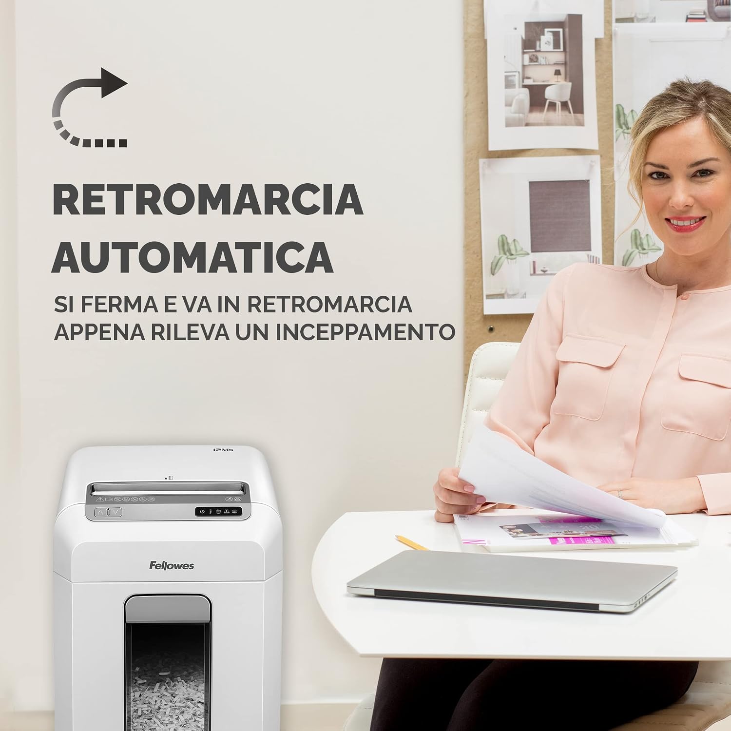 Detalle de Fellowes Distruggidocumenti a microframmenti 12Ms 12 fogli – sicurezza e praticità per casa e ufficio