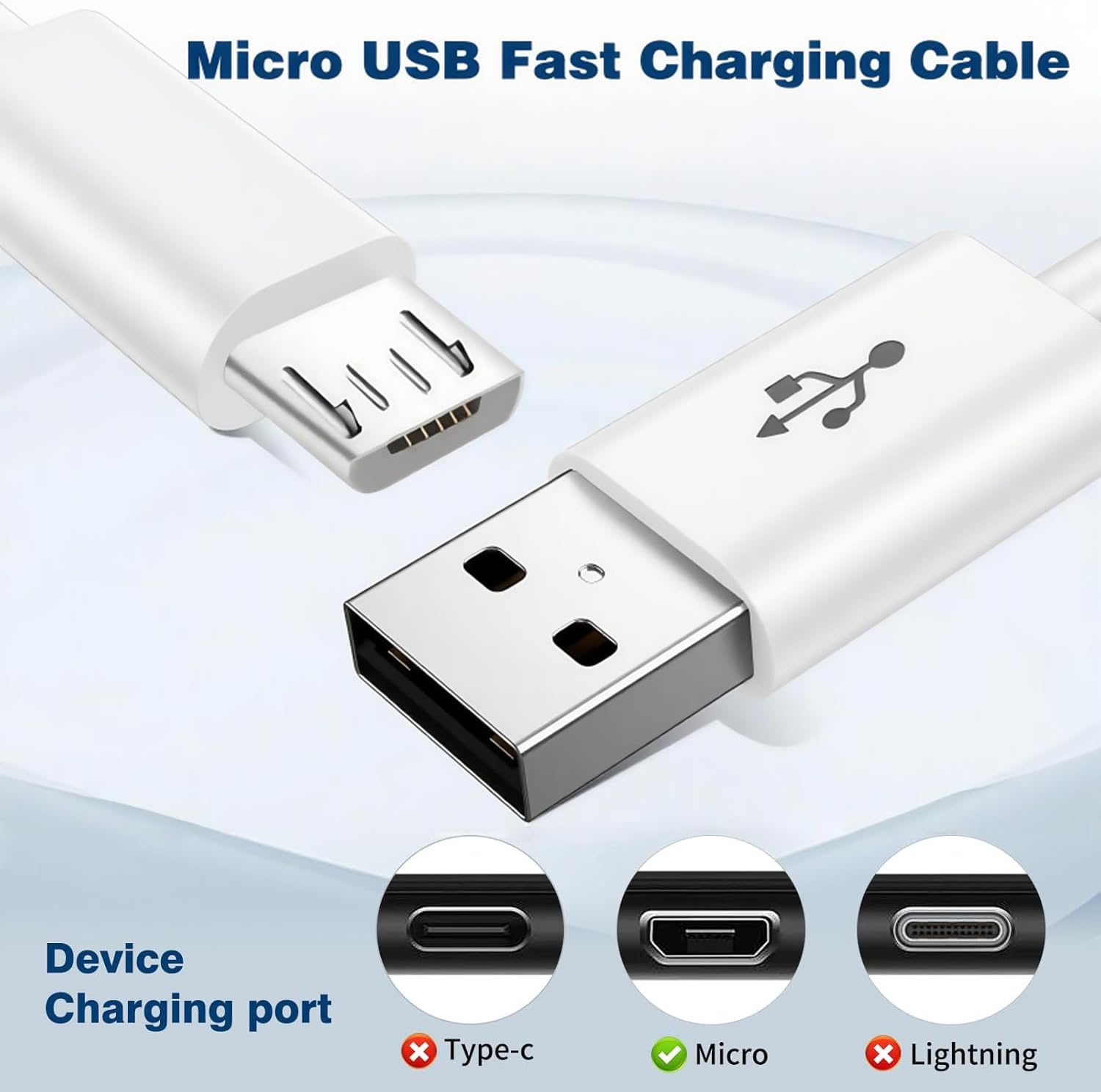 Detalle de Micro USB Cable for Old Android Phones (USB A to Micro-USB) 1.5m Charging Cable