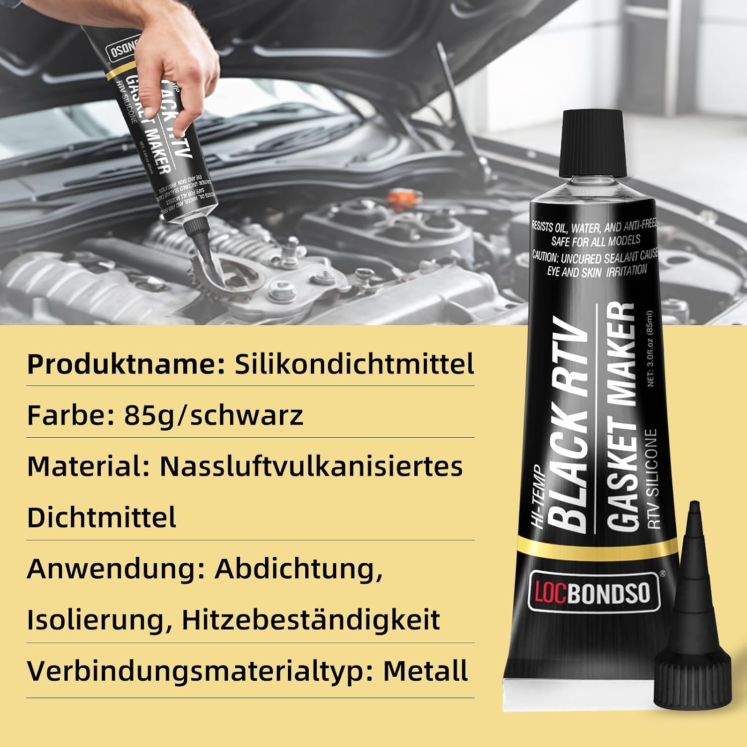 Thumbnail 5 de LOCBONDSO RTV Silikon Dichtmasse Motor Schwarz 85 g