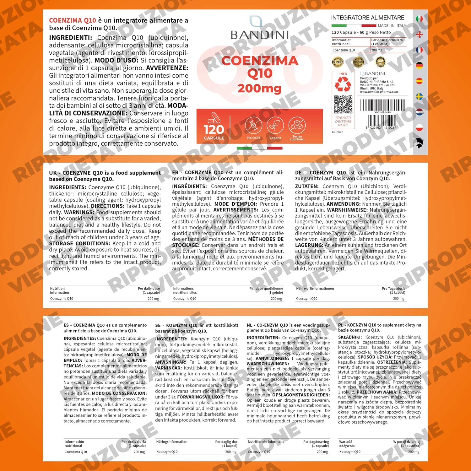 Detalle de BANDINI Co-enzym Q10 200 mg, 120 veganistische capsules