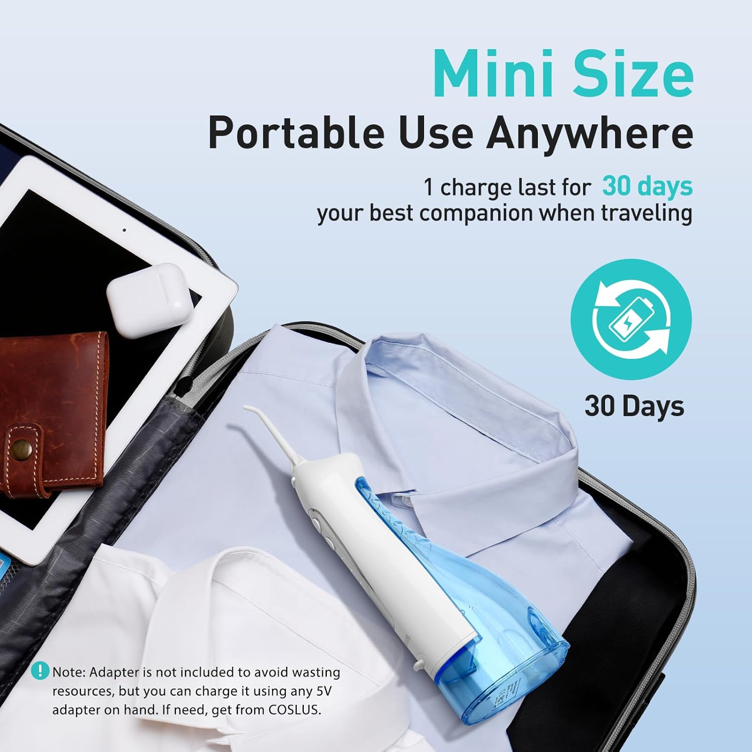 Thumbnail 4 de COSLUS Rechargeable Portable Water Flosser (300ml) with IPX7, 5 Tips