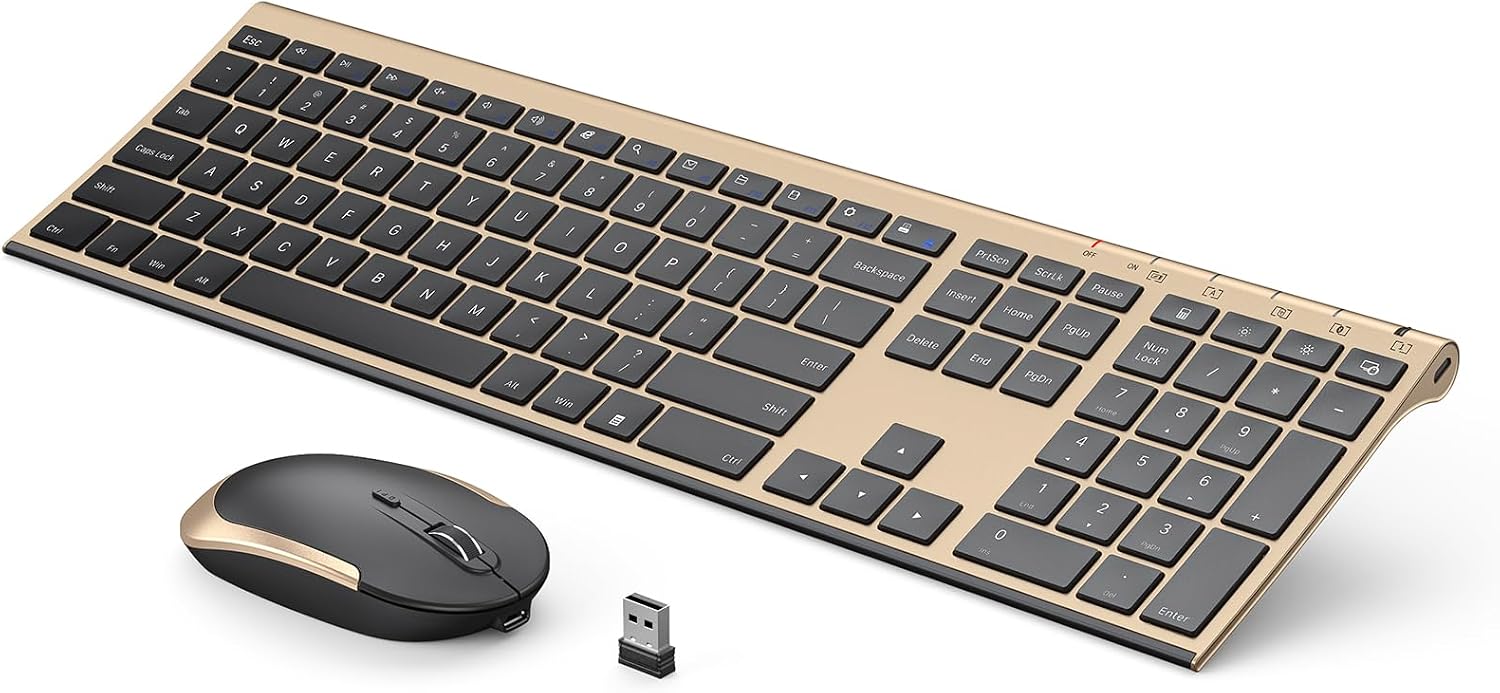 Detalle de Vssoplor 2.4GHz Wireless Keyboard and Mouse Combo (Nano USB Receiver, Rechargeable) — Compact Quiet Full-Size Set for Windows