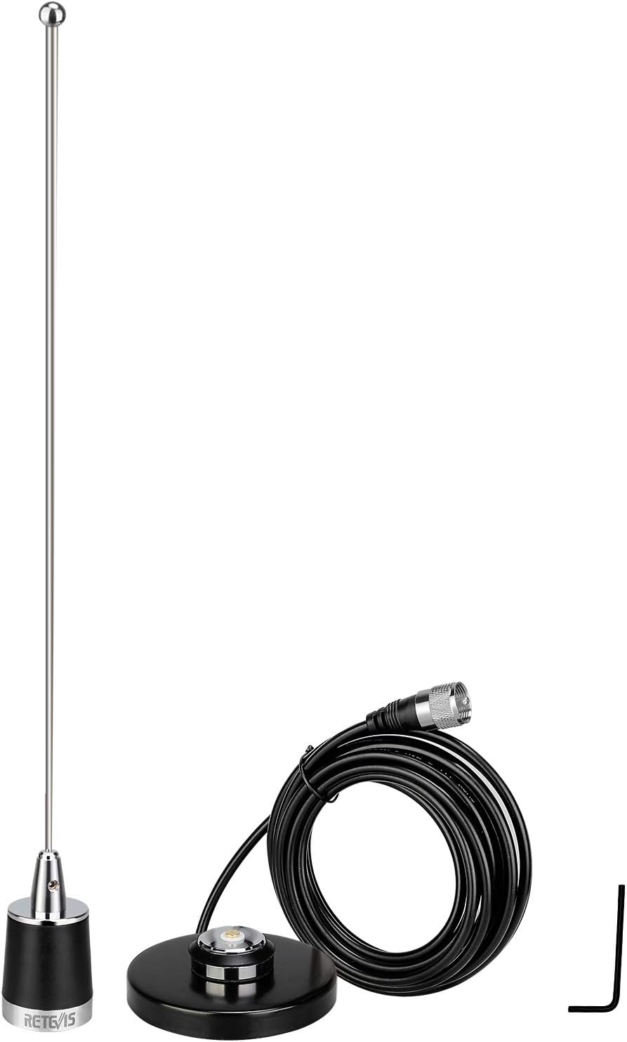 Retevis MR200 NMO Antenne de Voiture Double Bande 2 m/70 cm pour bandes 144/430 MHz avec base magnétique et câble RG58