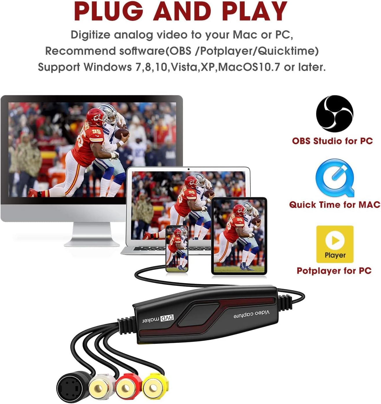 Thumbnail 2 de DIGITNOW! Video Capture Card – Convert Hi8 VHS to Digital (Windows & Mac) with SCART/AV Adapter