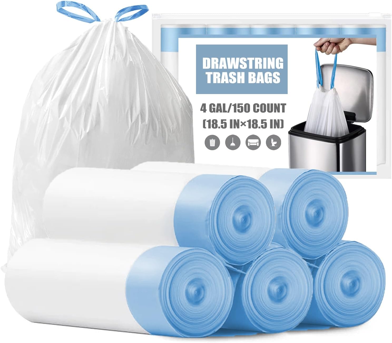 Thumbnail 5 de Small Trash Bags 4 Gallon with Drawstring (57 Count)