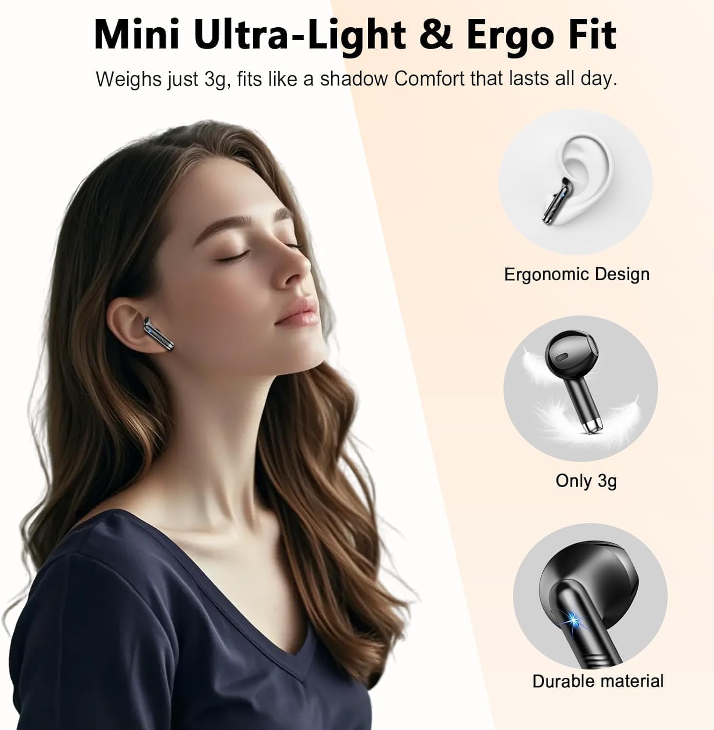 Thumbnail 4 de Écouteurs Bluetooth sans fil 5.4 (Bluetooth 5.4) avec 4 micros ENC, réduction de bruit et étanchéité IP7