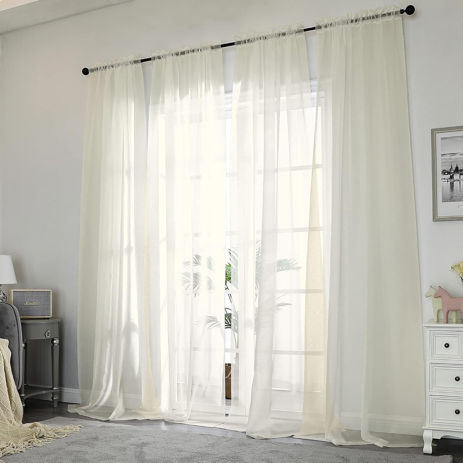 Detalle 2 de OWENIE Sheer Curtains, 108-Inch Length