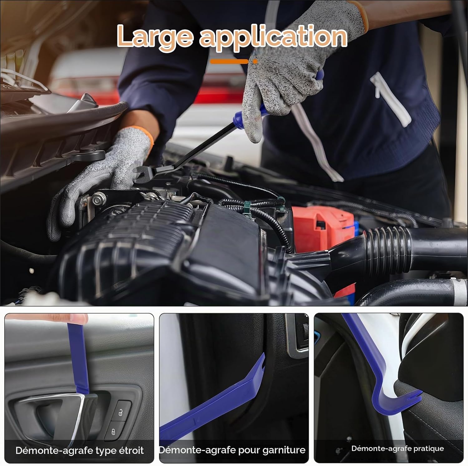 Detalle de AiQInu Car Removal Tool-5pcs auto-demontagegereedschap, PP, blauw