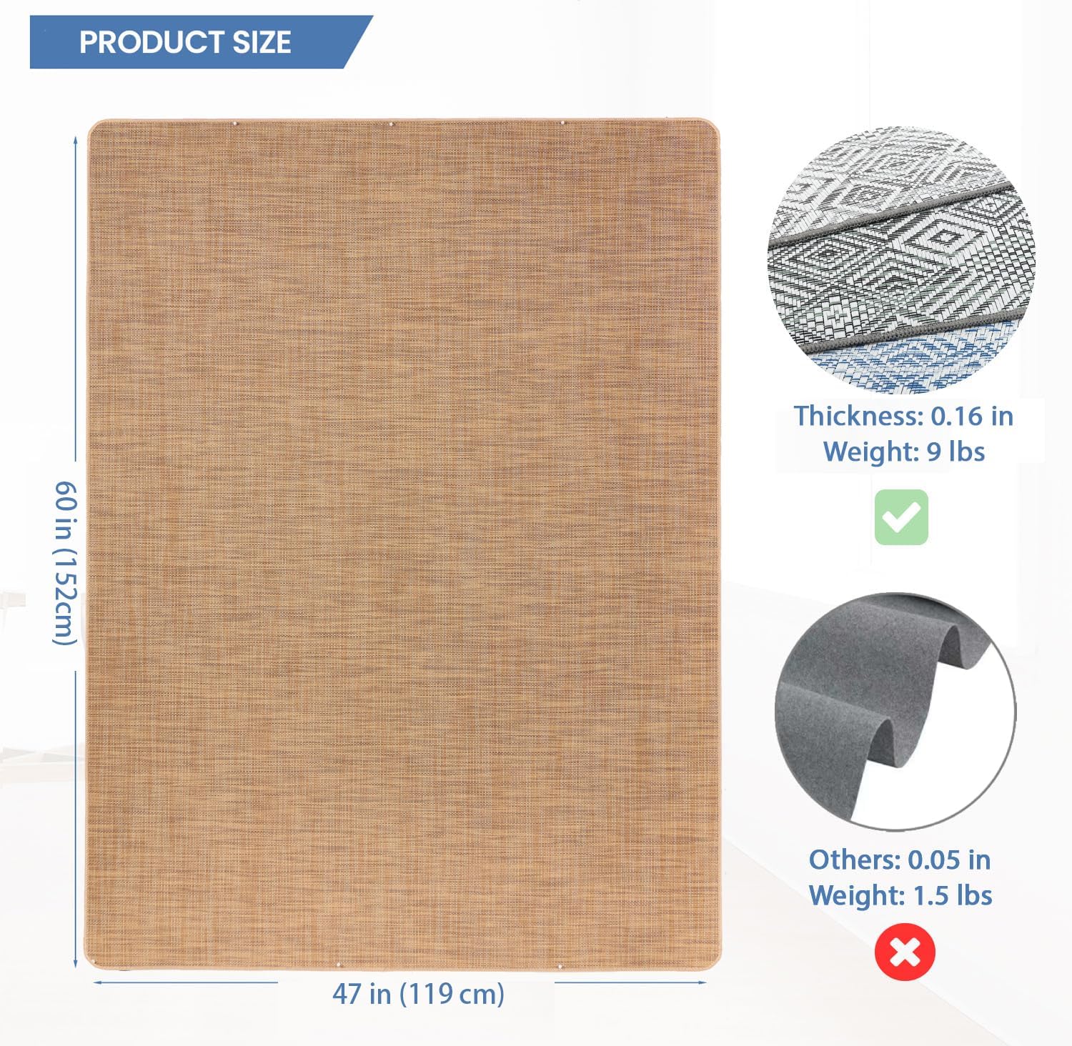 Detalle 2 de RccugmatS RccugmatS PVC Chair Mat, 60 x 47-Inch, Desert Linen