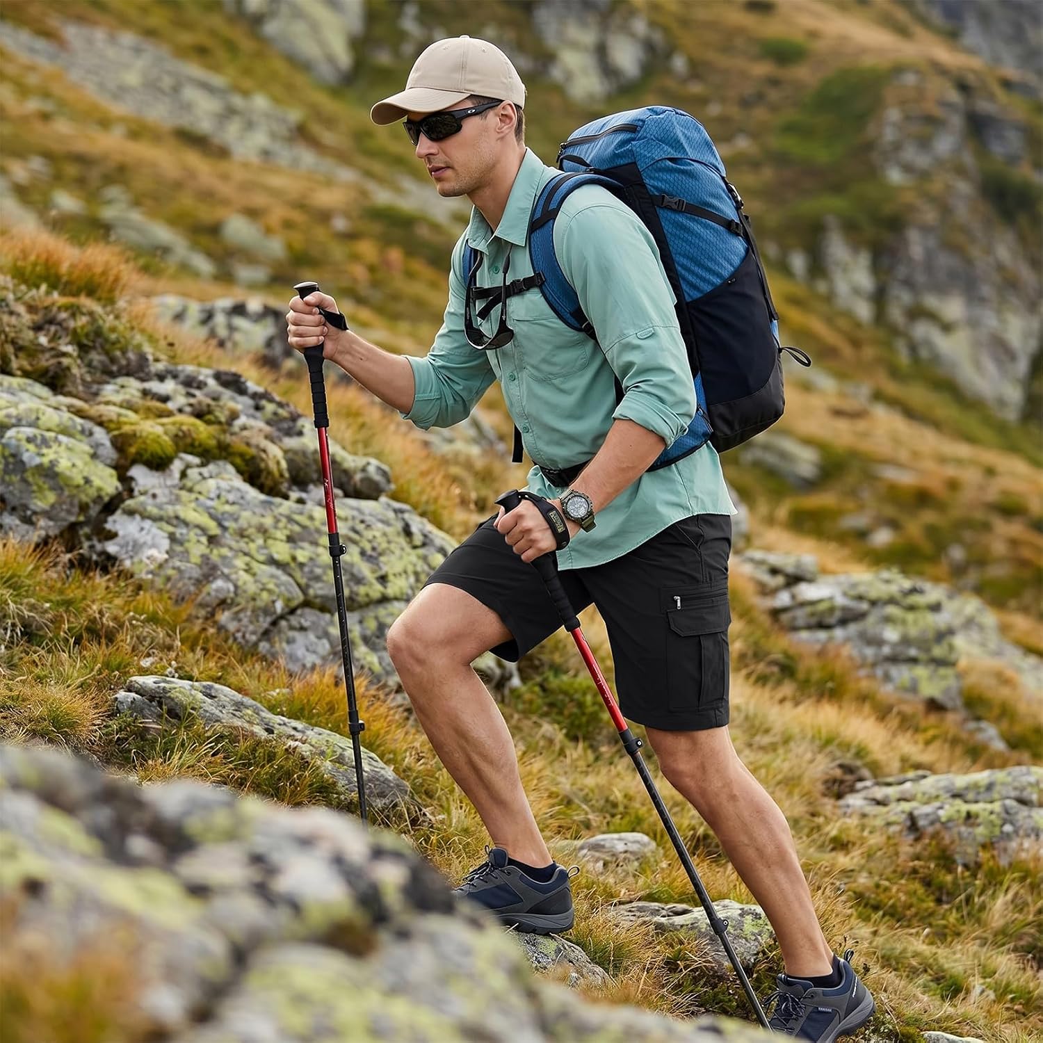 Detalle 2 de Jessie Kidden Outdoor Shorts: Lightweight, Water-Resistant Hiking Cargo Shorts