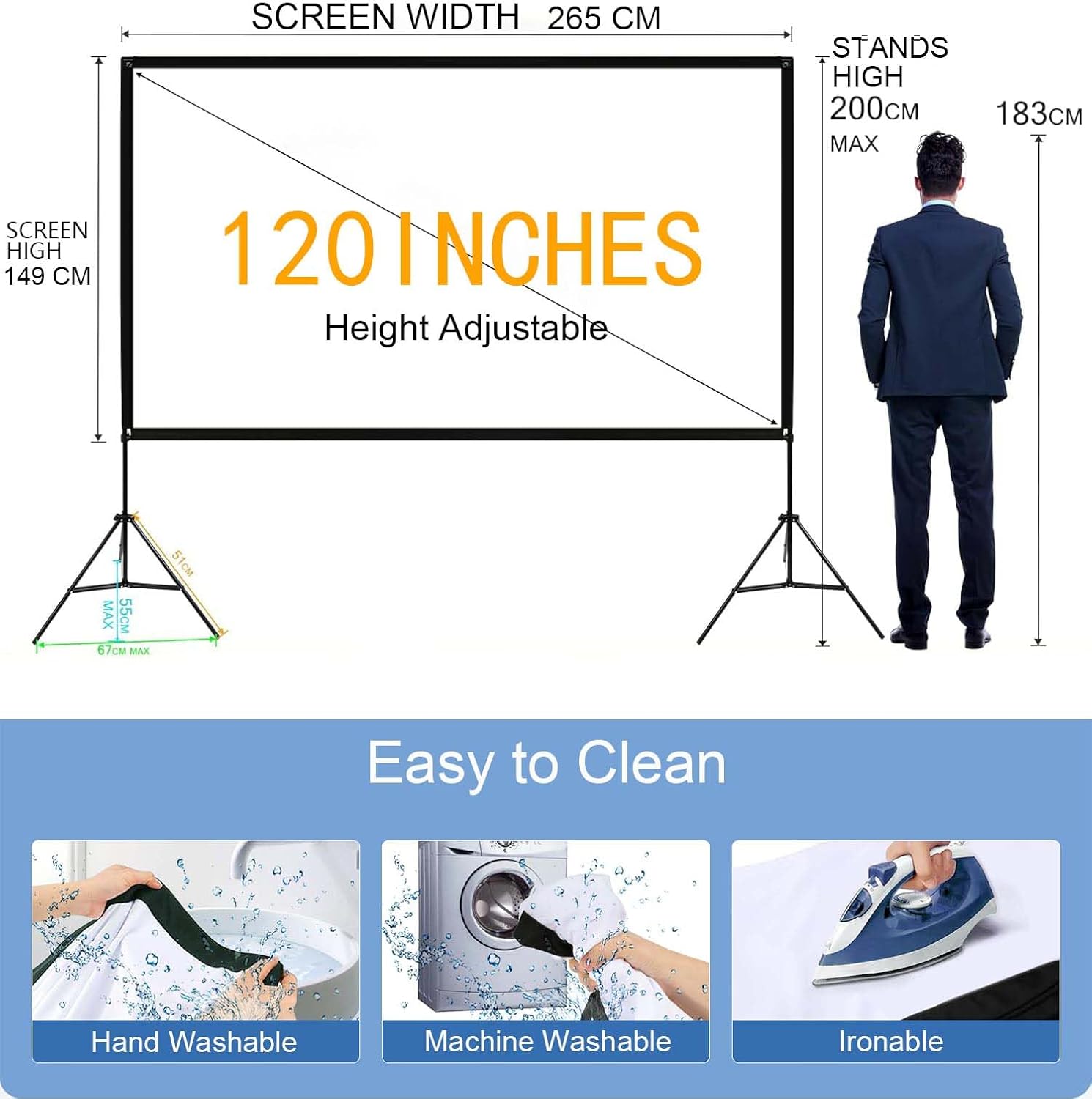 Thumbnail 1 de No Wrinkles 120 inch projector screen