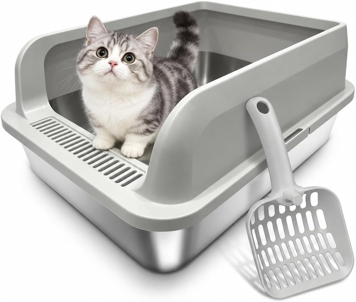 Detalle de Camvivid Cam-US-OTCLBox-abs-2-1 Stainless Steel Cat Litter Box with Lid