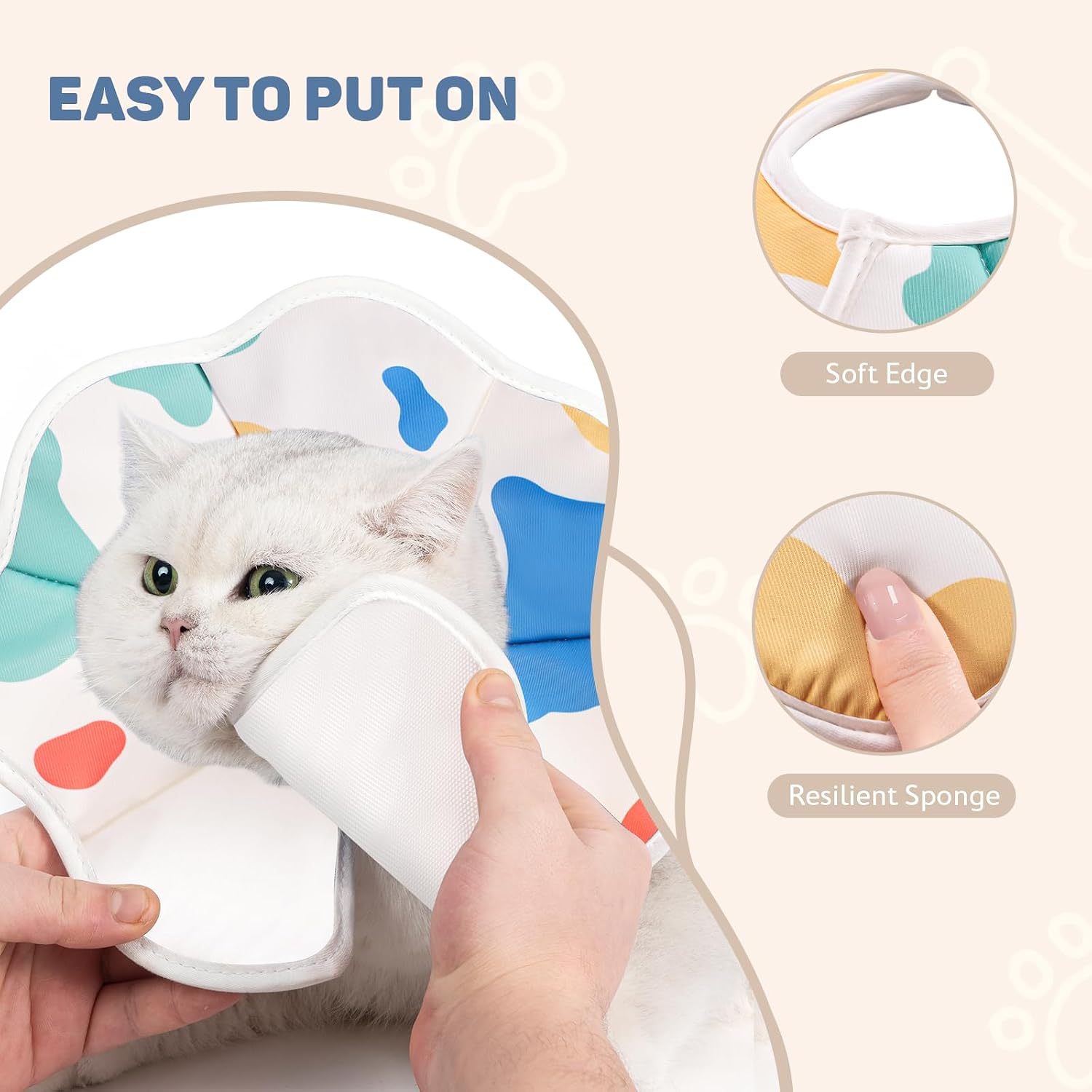 Detalle de Avont Cat Cone L Adjustable Soft E-Collar, Cow (L) – 10.5–13.0" neck, 5.0" depth