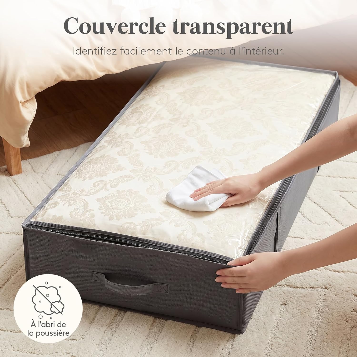 Detalle 1 de Lifewit 22143 opbergtassen voor onder het bed, opvouwbaar, 95 l, grijs