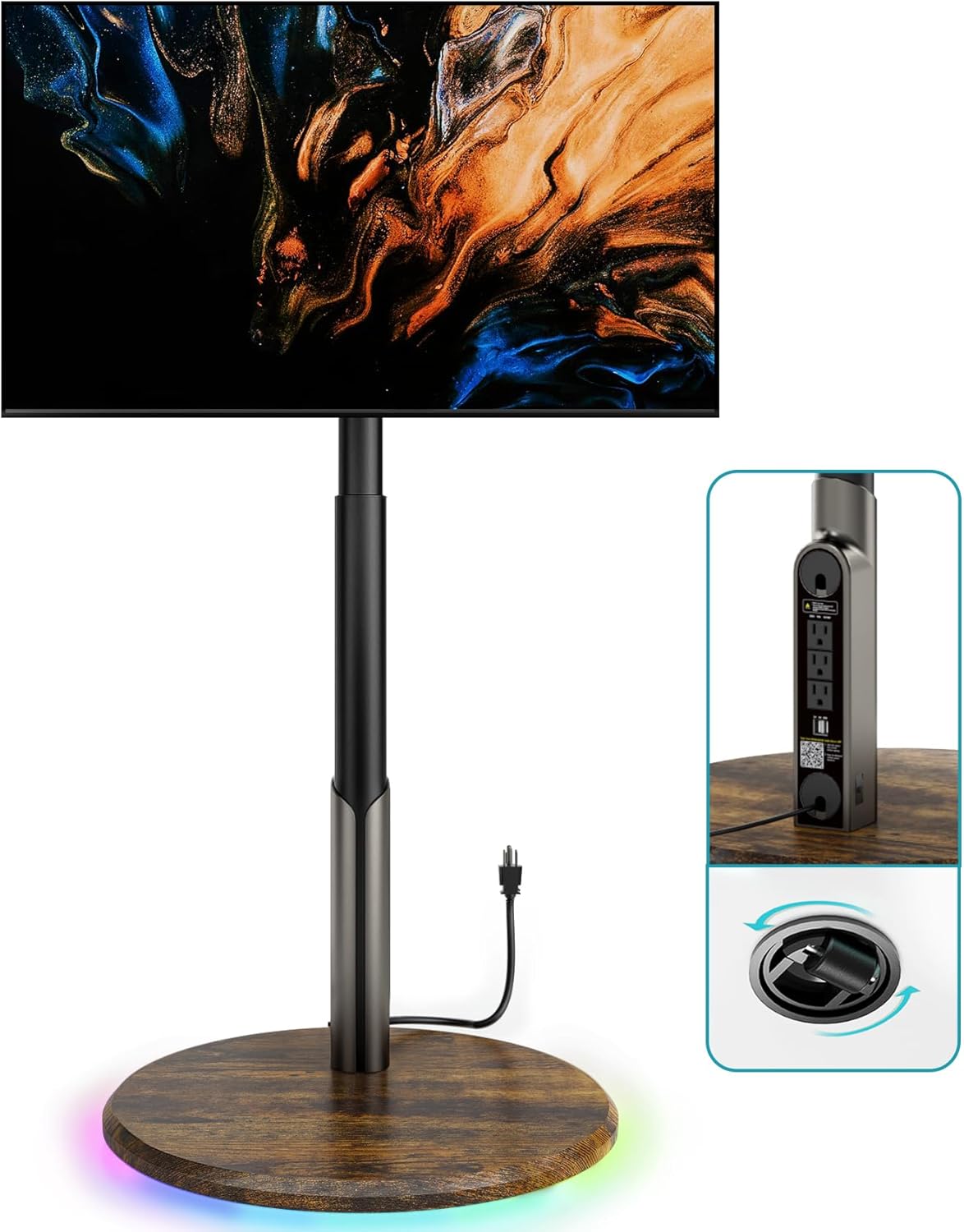 Detalle de LLDEPLL Mobile TV Stand with Power Outlet for 27–65 Inch TVs