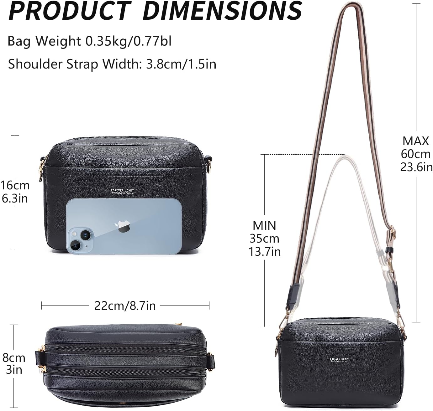 Detalle de AIFILLE petit sac bandoulière femme pour téléphone, pochette en cuir synthétique et bandoulière réglable