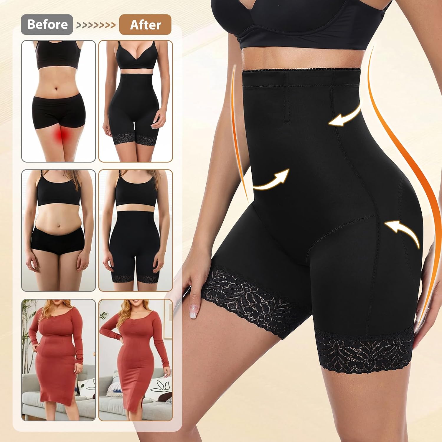 Thumbnail 6 de Xnova Shapewear guaina contenitiva donna con vita alta e pantaloncini antisfregamento