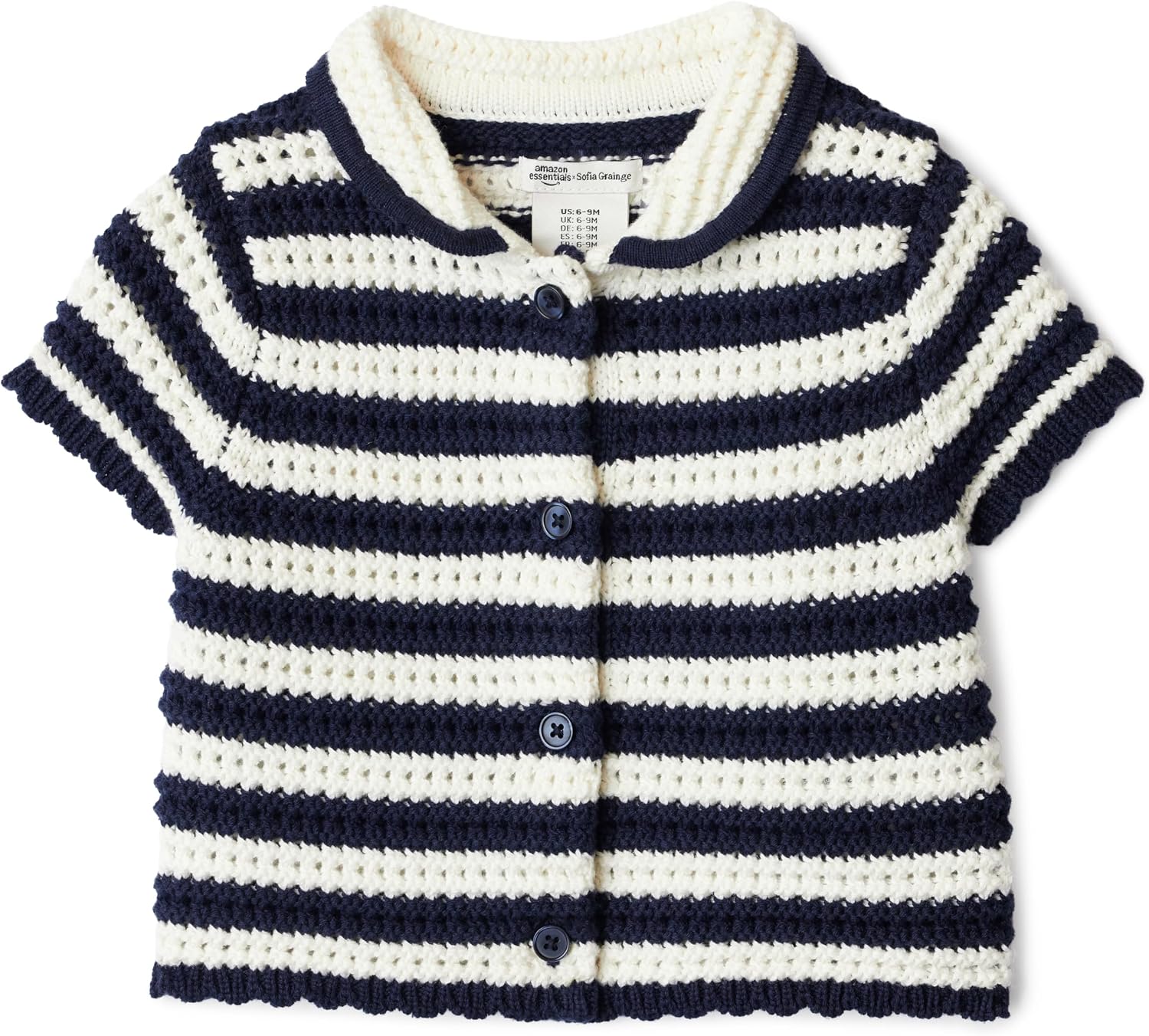 Detalle de Amazon Essentials x Sofia Grainge Maglione in Cotone con Colletto Peter Pan per Bambina 0–24 mesi
