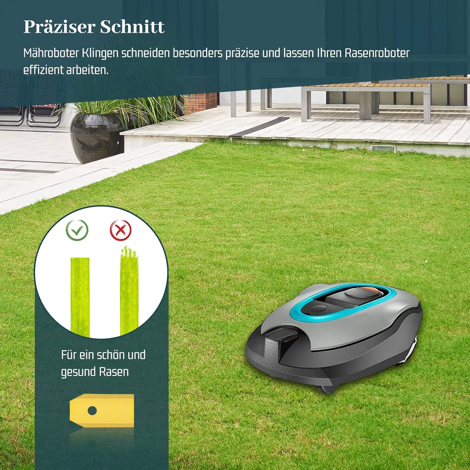 Detalle de HAUSPROFI 30x Titan Messer – Ultrascharfe Ersatzklingen inkl. 30 Schrauben, kompatibel mit Husqvarna, Gardena und Yard Force