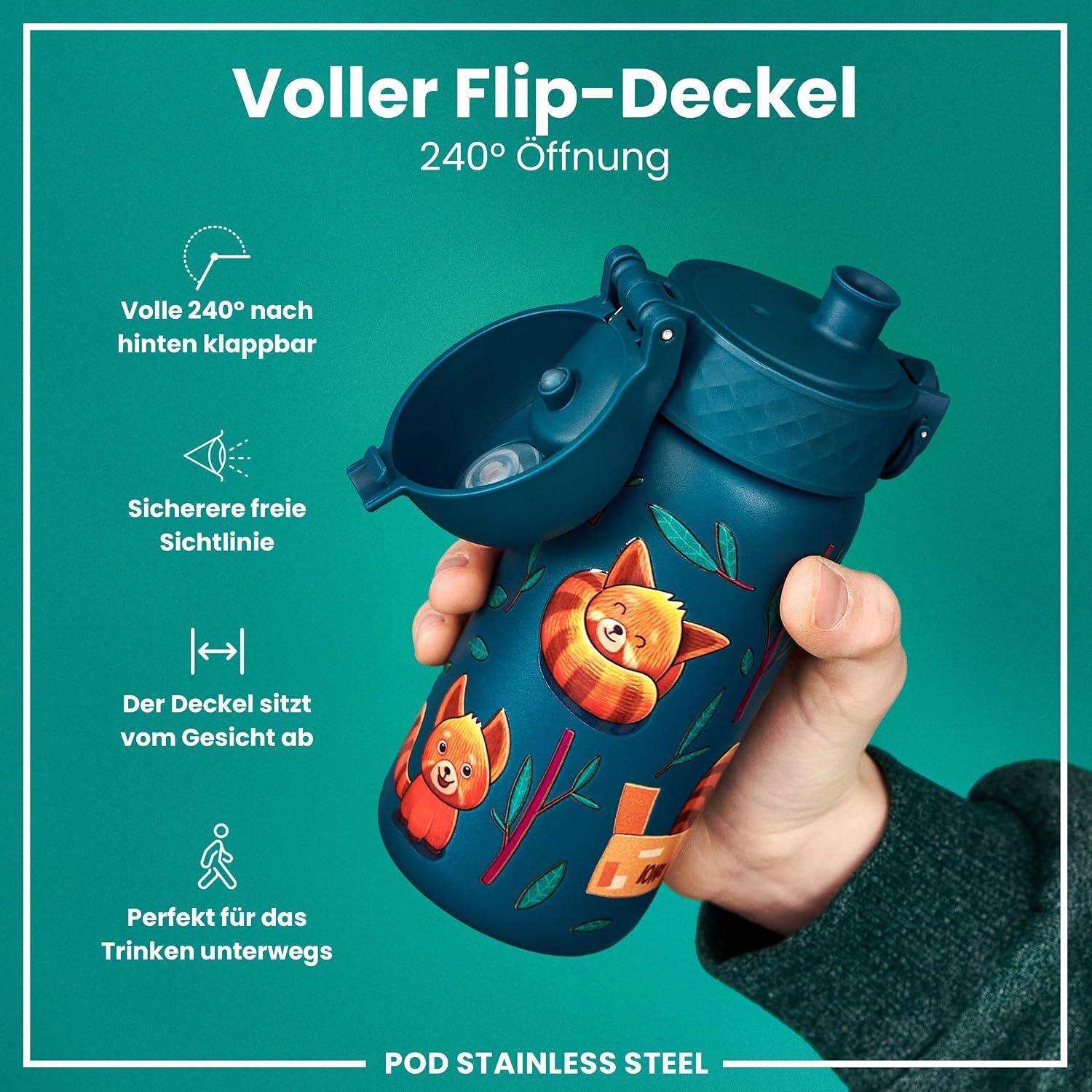 Detalle 2 de ion8 Kinder Trinkflasche 400 ml 🚰