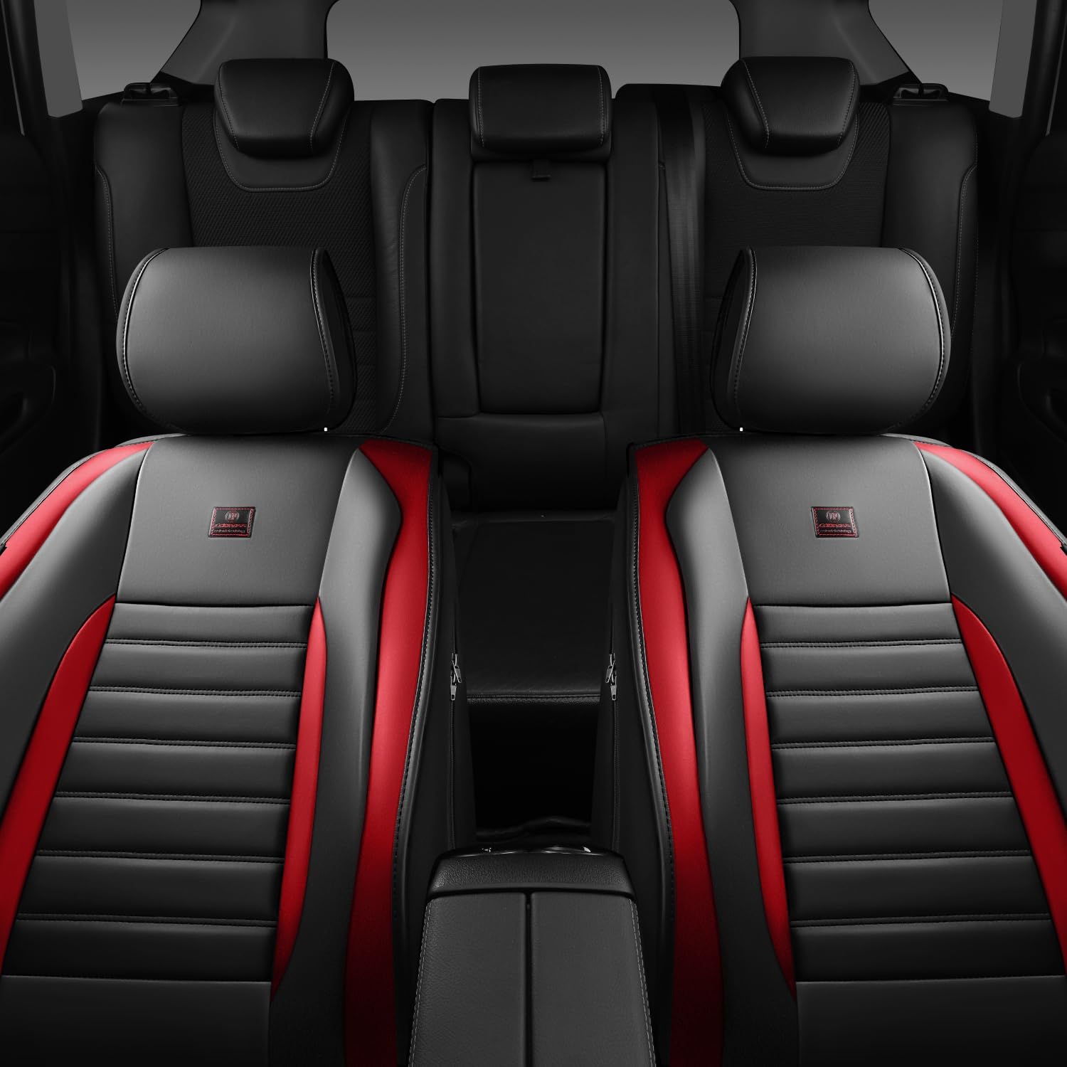 Thumbnail 5 de CAR PASS Nappa Leather Front Car Seat Covers (Waterproof, Anti-Slip, Airbag-Compatible) — Black/Red