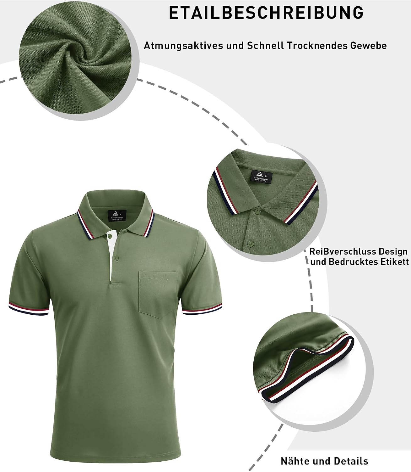 Detalle 2 de LLdress Polo Uomo: polo da golf/tennis maniche corte, leggera e traspirante